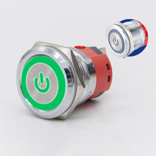 22mm Metall Druckschalter Drucktaster LED POWER Rastend Tastend Wasserdicht IP65 - Bild 10 von 16