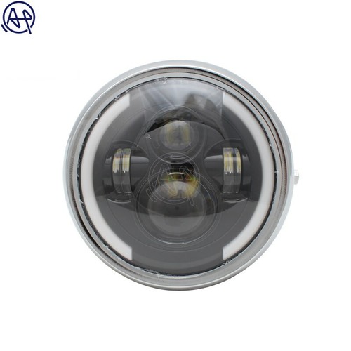 Cafe Racer Motorcycle 7.5" LED Hi/Low Beam Headlight Halo For Harley Bobber - Picture 3 of 10