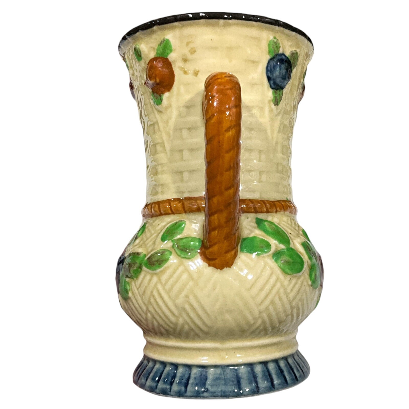 Vintage Maruhon Ware Glazed Handpainted Double Handle Flower Vase 5”