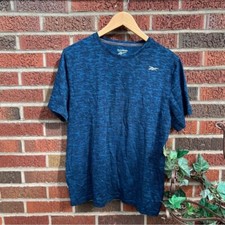 Reebok Marled Blue Short Sleeve Dri Athletic Shirt