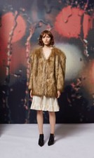 Topshop Faux Fur Chubby Coat - Cream Brown - Size 0-2 / Xs / 32-34eur