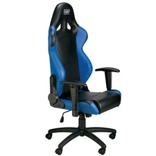 SALE!!! OMP Racing Seat Office Chair Black/Blue Faux Leather Reclined Adjustable