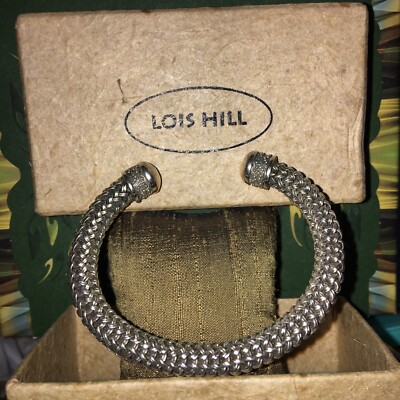 Lois Hill Sterling Silver 925 Cable Thai Wheat Cuff Vintage  Bracelet Vintage