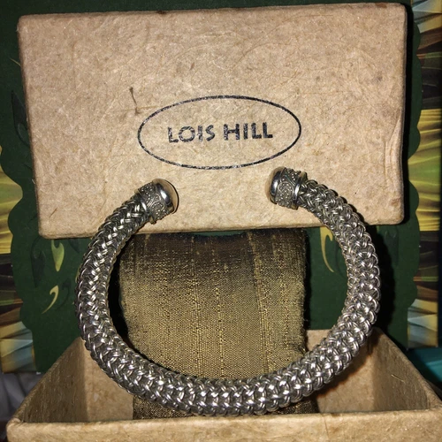 Lois Hill Sterling Silver 925 Cable Thai Wheat Cuff Vintage  Bracelet Vintage