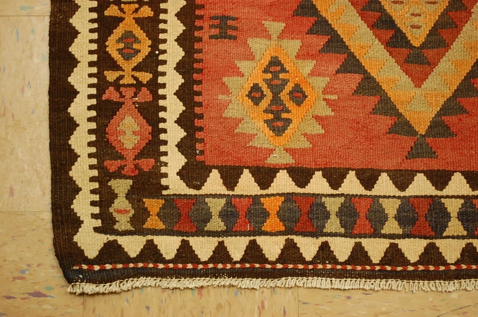 c1920s ANTIQUE VERY FINE WOVEN RARE SIZE CAUCASIAN KILIM FLAT WOVEN RUG 3.9x14.5 - Image 3 of 4