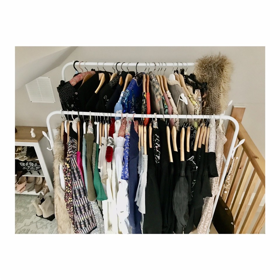 Heavy Duty Metal Double Rail Clothes Garment Hanging Rack Shelf Display