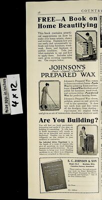 1922 SC Johnson and Son Free Home Beautify Book Vintage Print Ad 6315