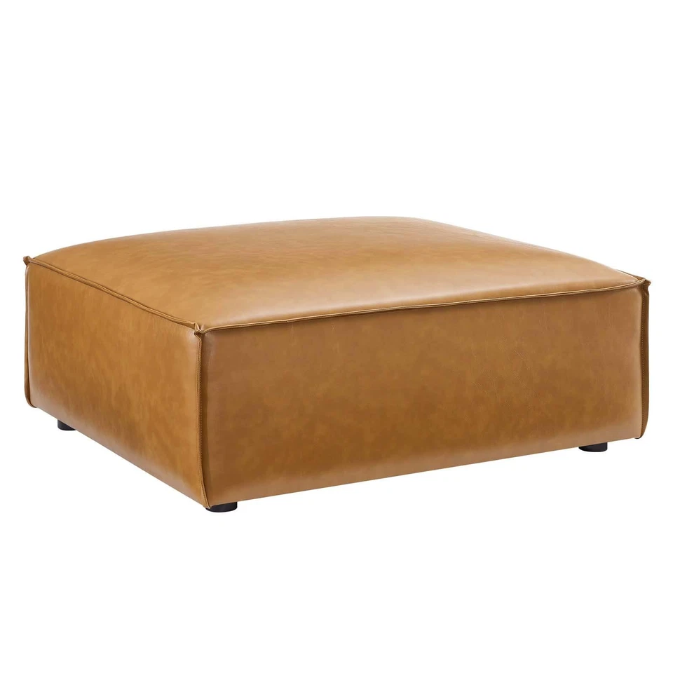 Modway Restore Vegan Leather Sectional Sofa Ottoman in Tan - Image 2 of 4
