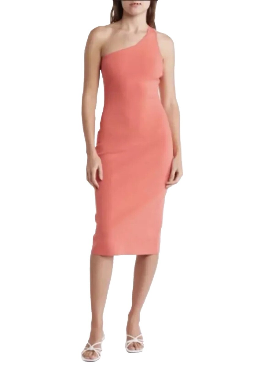 coral bodycon dresses A.L.C. women's Colby One Shoulder Dress size L Coral NWT Color:Sage Grey group:K397 blue church dress amazon 85% Nylon