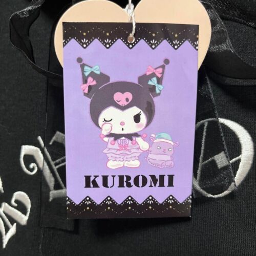 NWT Sanrio Kuromi Bow Ear Hoodie Black M-L Lolita Kawaii Jfashion Gothic JP F/S - Picture 3 of 7