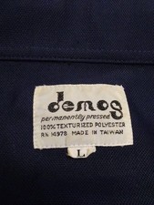 VtG 70's Rockabilly "Demos" Navy 100 Texture Poly Mod Collar Long S Shirt L
