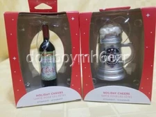 Carlton/American Greetings 2018 Holiday Cheers Wine Mug Christmas Ornament LOT