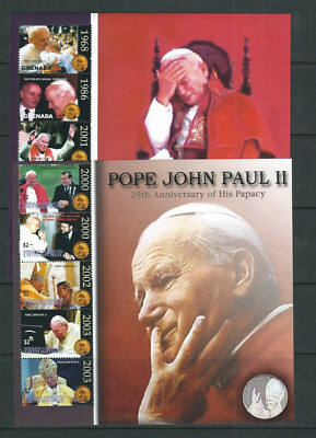 WEST INDIES circa(2000s) POPE JOHN PAUL II 4 SOUV. Sheets DOMINICA