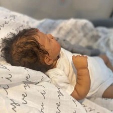 Lifelike 18in Reborn Baby Dolls Soft Cloth Body Hand-Rooted Hair Poseable Limbs