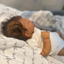 Lifelike 18in Reborn Baby Dolls Soft Cloth Body Hand-Rooted Hair Poseable Limbs