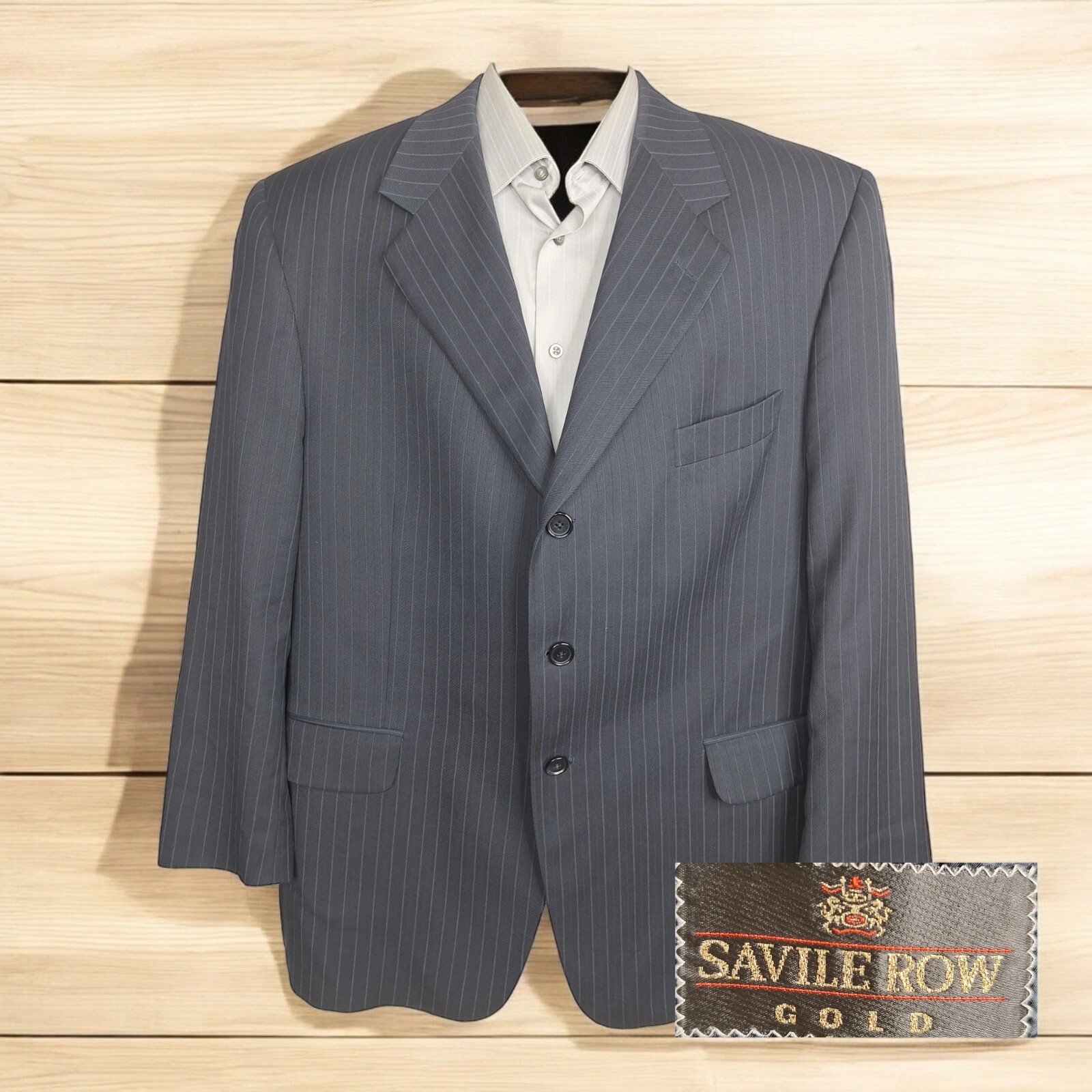 Giacca blazer Saville Fila uomo 46R blu navy righe lana 3 bottoni senza sfiato