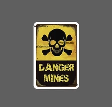 Danger Mines Sticker Skull Waterproof NEW