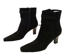 SALVATORE FERRAGAMO Molly Black Suede Calf Ankle Boots - Size 9B