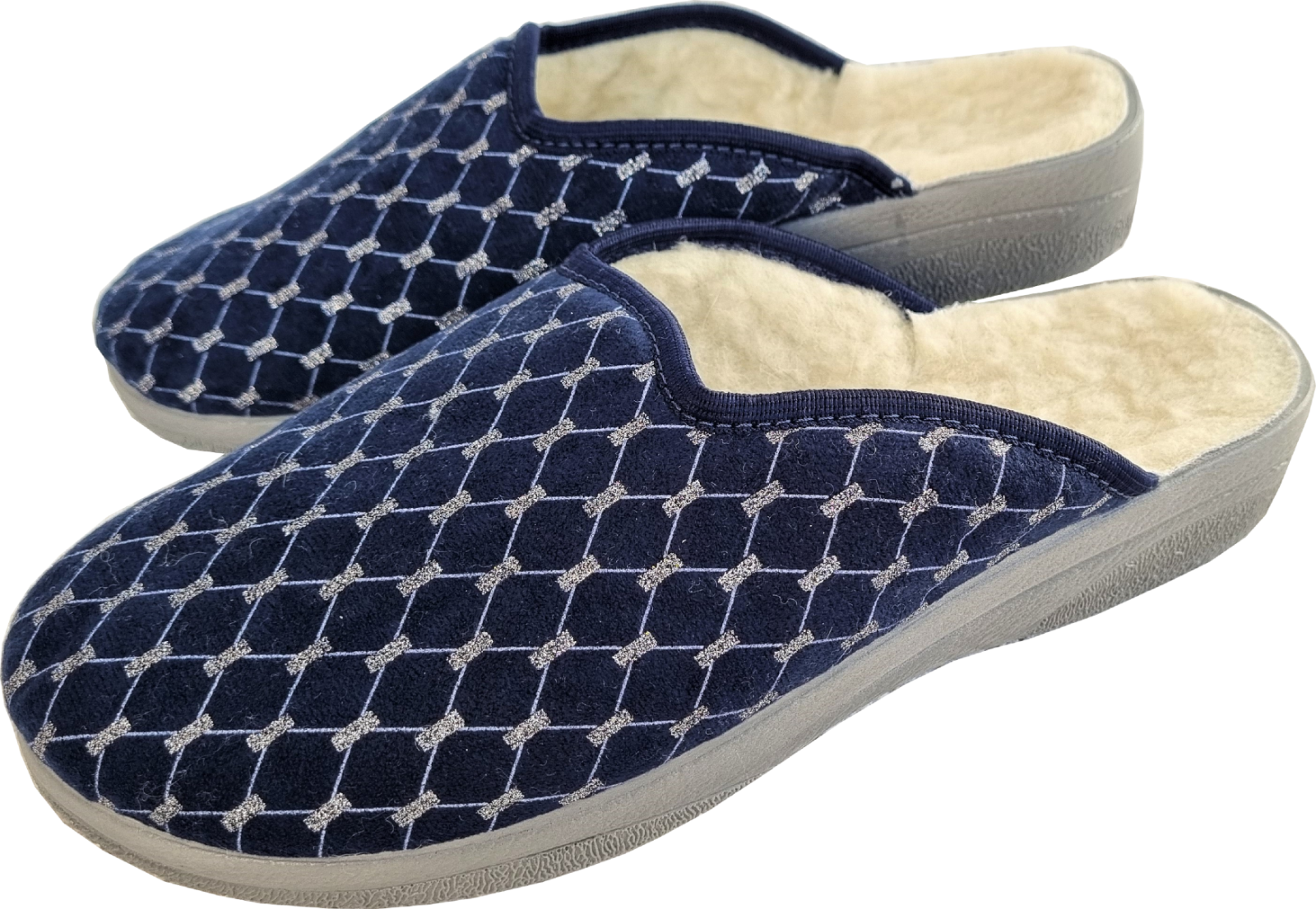 APL Ciabatte calde ciabatte taglia 40 cotone velluto lana vergine blu scuro