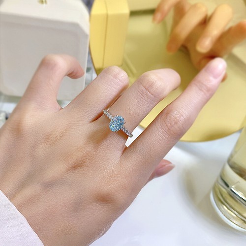 1.5CT Radiant Engagement Ring Blue Natural Pink Stone 925 Solid Silver 6X8MM - Picture 18 of 65
