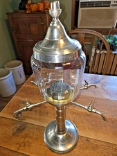Vintage Absinthe Liquor 4-Spout Fountain - Satin Silver Plated Brass, 21" Tall