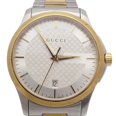 Gucci 126.4 G-Timeless Quartz Gold GP Kombination Herrenuhr YA126474 Japan
