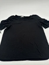 Max Studio Blouse Women L Black Solid ..#31020