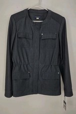 Tommy Hilfiger Polished Denim Bungee Jacket Size 6 Stretch Pockets Full Zip NWT