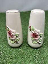 Vintage Ceramic Salt & Pepper Shaker Set with Pink Rose & Prayer Verses — listing 5