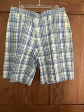 Men  s Pro Tour Blue Yellow White Plaid Shorts Size 34 Golf Golfing