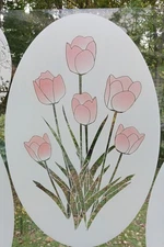 TULIPS COLORED Window Decal 15"x23" Etched Look Cling Removable & Reusable 2C