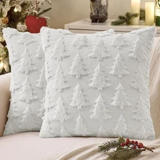 MIULEE Christmas Throw Pillow Covers Pure 18 x 18 (Pack of 2), White 