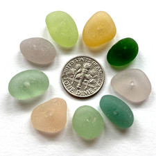 Surf Tumbled Sea Glass DRILLED  Jewelry Quality  9 Pieces Naturally recycled.