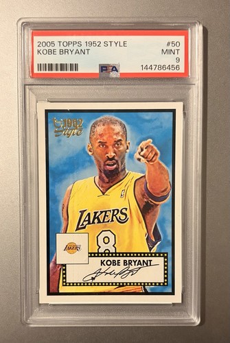2005 TOPPS 1952 STYLE KOBE BRYANT #50 LAKERS PSA 9 Printed Auto Mint
