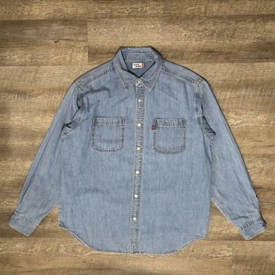 Vintage Levi's Denim Button Up Shirt Men's XL Shacket Blue Jeans Button 00s READ