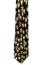 Men's Looney Tunes Black Beige Taz Tasmanian Devil Silk Tie One Size