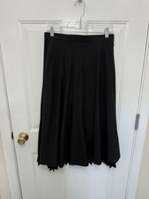 comme des garcons women Black Pleated Midi Skirt M Designer Luxury