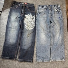 Southpole Jeans Lot Boys 16 Blue Wash Relaxed Wide Leg Baggy Denim Pants
