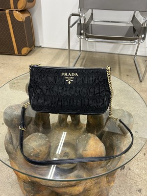 PRADA Tessuto Gaufre nylon sling shoulder bag gold testo chain