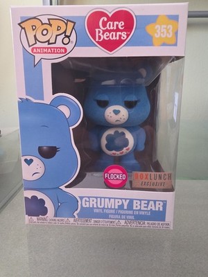 Funko Pop Care Bears Grumpy Bear Flocked Ex 353 In Pop Protector