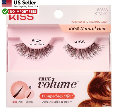 Kiss True Volume Lashes Ritzy 1 Pack Natural Black Synthetic Eyelashes FROM USA 