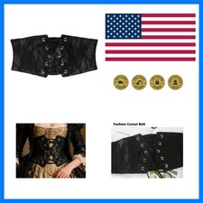Lace-up Cinch Belt Wide Elastic Corset Waspie Gothic Cincher Belt Women