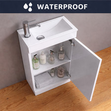 400mm Cloakroom Vanity Unit Waterproof PVC Cabinet Comite Basin Slimline