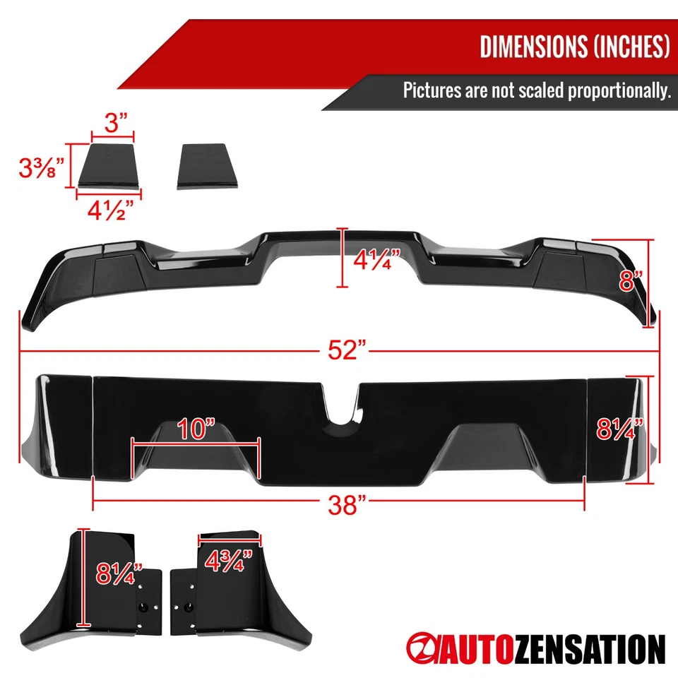 Fit 2016-2022 Toyota Tacoma Glossy Black Roof Truck Cab Spoiler Wing Lip 3PC Foto 4 de 4