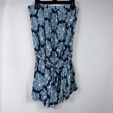 Lilly Pulitzer Strapless Belted Romper Blue  White Print Size Medium