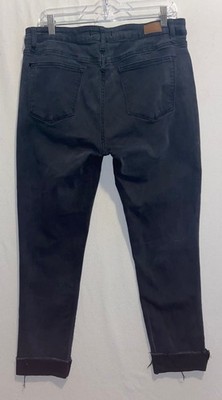 Judy Blue Slim Fit Womens 13/31 Black Distressed Ankle Cuffed Jeans