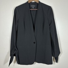 EUC Halogen Women's Black Tie Sleeve Blazer Jacket Nordstrom Size Small
