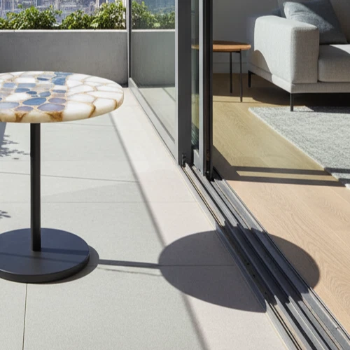 15" Round Quartz & Multicolor Agate Table – Stone Inlay Coffee Table Luxe Decors - Image 4 of 4