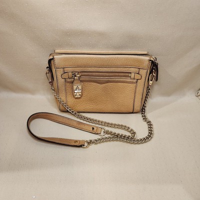 Rebecca Minkoff Small Crossbody Leather Purse Tote Beige Color Crossbody Bag