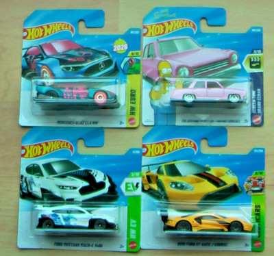 4  Hot Wheels 2026 Ford GT Simpsons Car Benz CLA Mustang Mach-E